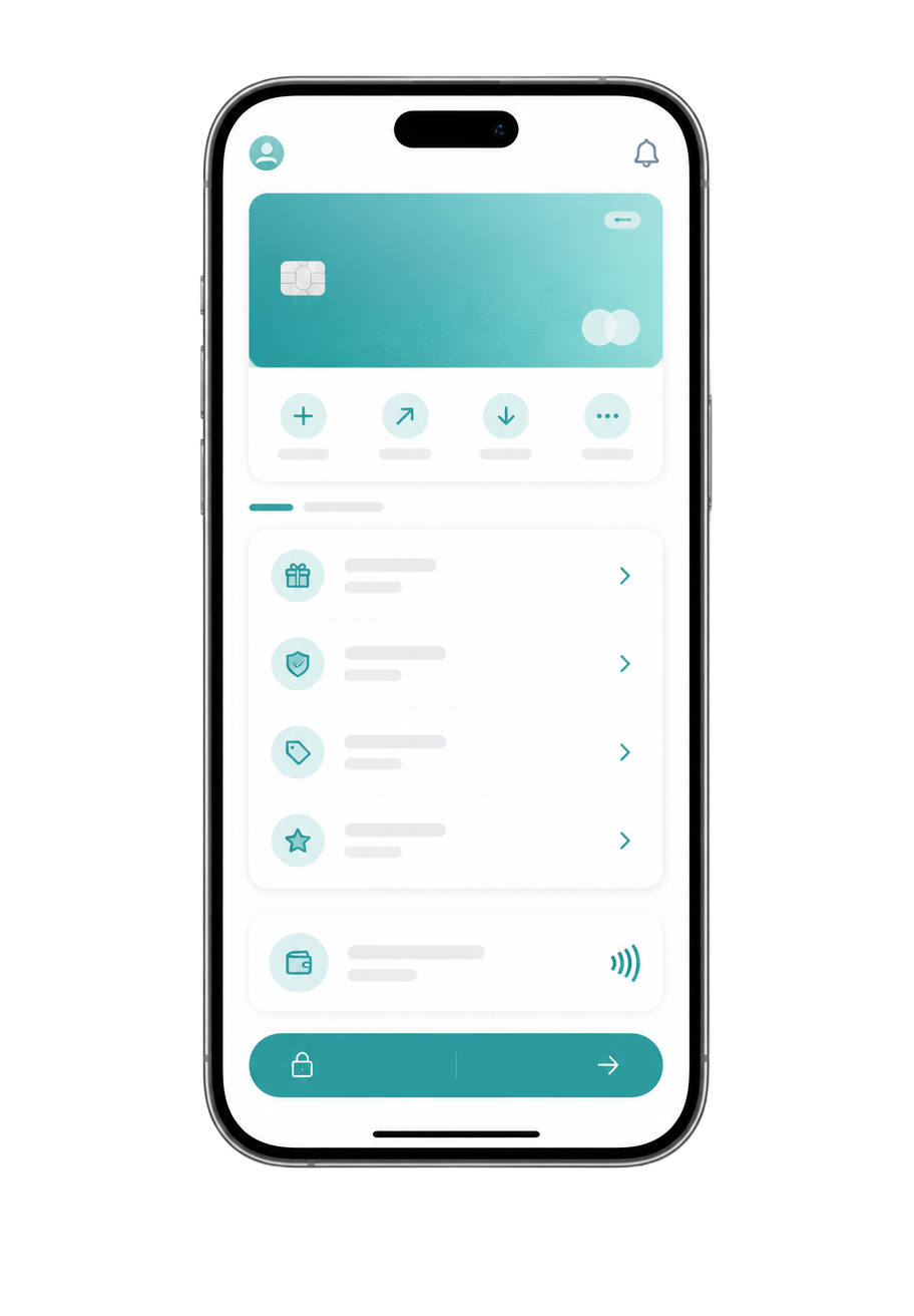 LynqPay customer app showing perks and a simple pay action